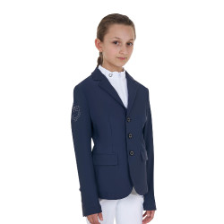 Casaco de concurso infantil unissexo Equestro x FISE de três botões Blazer marinho Azul-marinho Casaco de concurso infantil unissexo Equestro x FISE de três botões Blazer marinho Azul-marinho