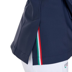 Casaco de concurso infantil unissexo Equestro x FISE de três botões Blazer marinho Azul-marinho Casaco de concurso infantil unissexo Equestro x FISE de três botões Blazer marinho Azul-marinho