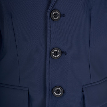 Casaco de concurso infantil unissexo Equestro x FISE de três botões Blazer marinho Azul-marinho Casaco de concurso infantil unissexo Equestro x FISE de três botões Blazer marinho Azul-marinho