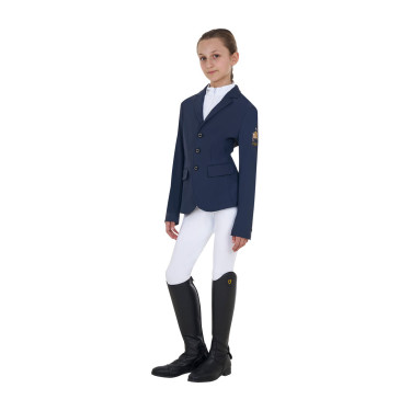 Casaco de concurso infantil unissexo Equestro x FISE de três botões Blazer marinho Azul-marinho Casaco de concurso infantil unissexo Equestro x FISE de três botões Blazer marinho Azul-marinho