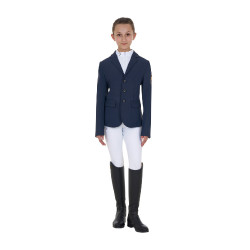 Casaco de concurso infantil unissexo Equestro x FISE de três botões Blazer marinho Azul-marinho Casaco de concurso infantil unissexo Equestro x FISE de três botões Blazer marinho Azul-marinho