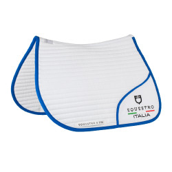 Manta de salto Equestro x FISE com logótipo bordado Branco / azul de Saboia Manta de salto Equestro x FISE com logótipo bordado Branco / azul de Saboia