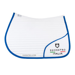 Manta de salto Equestro x FISE com logótipo bordado Branco / azul de Saboia Manta de salto Equestro x FISE com logótipo bordado Branco / azul de Saboia
