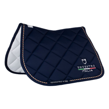Manta de salto Equestro x FISE com debrum com a bandeira italiana Blazer marinho Azul-marinho