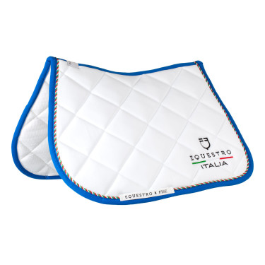 Manta de salto Equestro x FISE com debrum com a bandeira italiana Branco / azul de Saboia