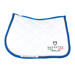 Manta de salto Equestro x FISE com debrum com a bandeira italiana Branco / azul de Saboia
