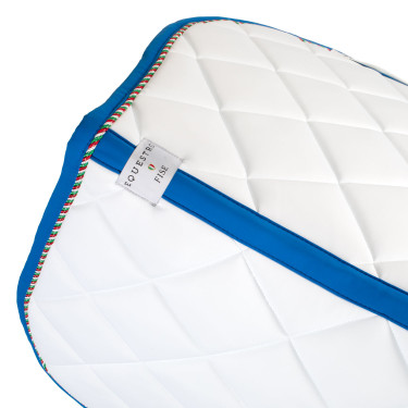 Manta de salto Equestro x FISE com debrum com a bandeira italiana Branco / azul de Saboia
