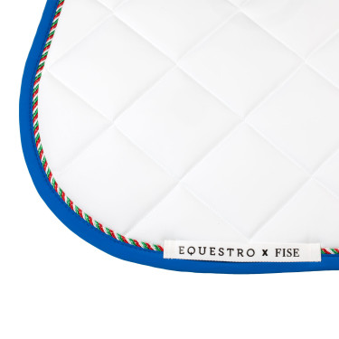 Manta de salto Equestro x FISE com debrum com a bandeira italiana Branco / azul de Saboia