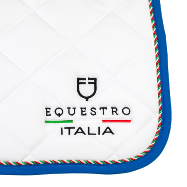 Manta de salto Equestro x FISE com debrum com a bandeira italiana Branco / azul de Saboia