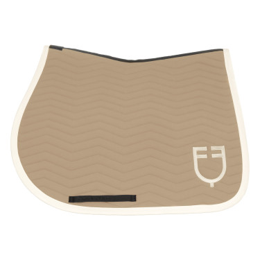 Manta de salto Equestro acolchoada Wave em tecido técnico Oxford tan / branco antigo