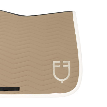 Manta de salto Equestro acolchoada Wave em tecido técnico Oxford tan / branco antigo