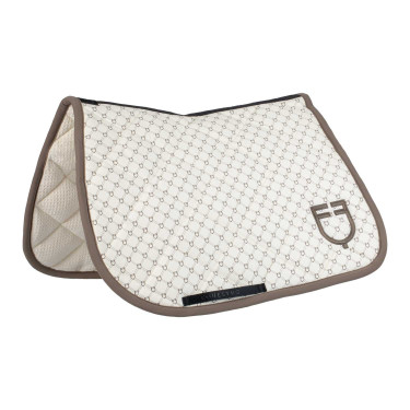 Tapete de salto Equestro com monograma estampado Branco antigo / nogueira Tapete de salto Equestro com monograma estampado Branco antigo / nogueira