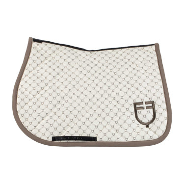 Tapete de salto Equestro com monograma estampado Branco antigo / nogueira Tapete de salto Equestro com monograma estampado Branco antigo / nogueira