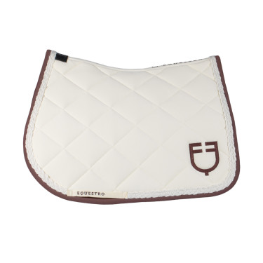 Manta de salto Equestro com cordão entrançado Branco antigo / castanho Manta de salto Equestro com cordão entrançado Branco antigo / castanho