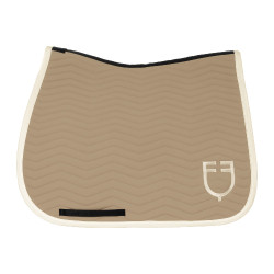 Manta de dressage Equestro acolchoada Wave em tecido técnico Oxford tan / branco antigo