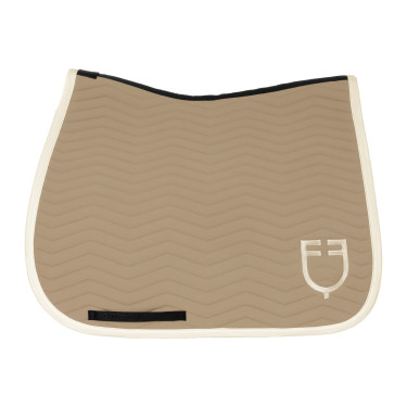 Manta de dressage Equestro acolchoada Wave em tecido técnico Oxford tan / branco antigo