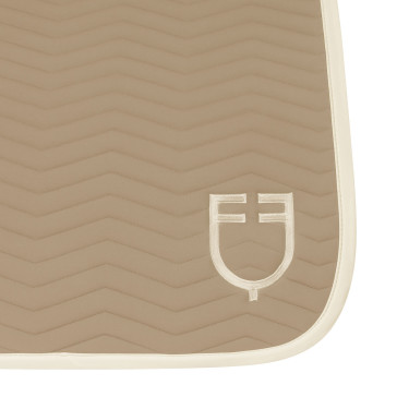 Manta de dressage Equestro acolchoada Wave em tecido técnico Oxford tan / branco antigo