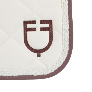 Manta de dressage Equestro com cordão entrançado Branco antigo / castanho