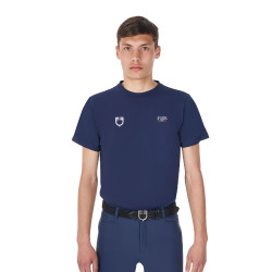 T-shirt masculino Equestro x FISE corte slim mangas curtas Blazer marinho Azul-marinho