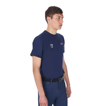T-shirt masculino Equestro x FISE corte slim mangas curtas Blazer marinho Azul-marinho
