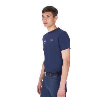 T-shirt masculino Equestro x FISE corte slim mangas curtas Blazer marinho Azul-marinho