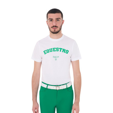 T-shirt masculino Equestro Horse Club em algodão de manga curta Branco