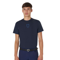 T-shirt masculino Equestro básico com logotipo tom sobre tom, mangas curtas Marinho Azul-marinho
