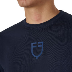 T-shirt masculino Equestro básico com logotipo tom sobre tom, mangas curtas Marinho Azul-marinho