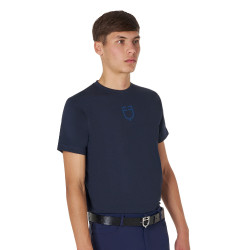 T-shirt masculino Equestro básico com logotipo tom sobre tom, mangas curtas Marinho Azul-marinho
