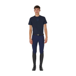 T-shirt masculino Equestro básico com logotipo tom sobre tom, mangas curtas Marinho Azul-marinho