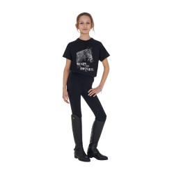 T-shirt para menina Equestro Ready To The Party em algodão com strass e mangas curtas Preto