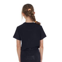 T-shirt para menina Equestro Ready To The Party em algodão com strass e mangas curtas Marinho Azul-marinho