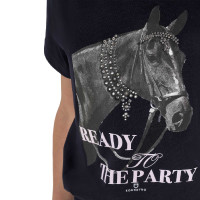 T-shirt para menina Equestro Ready To The Party em algodão com strass e mangas curtas Preto T-shirt para menina Equestro Ready To The Party em algodão com strass e mangas curtas Preto