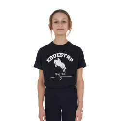 T-shirt menina Equestro Jumping Horse Club algodão mangas curtas Preto T-shirt menina Equestro Jumping Horse Club algodão mangas curtas Preto