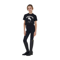 T-shirt menina Equestro Jumping Horse Club algodão mangas curtas Preto T-shirt menina Equestro Jumping Horse Club algodão mangas curtas Preto