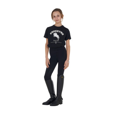 T-shirt menina Equestro Jumping Horse Club algodão mangas curtas Preto T-shirt menina Equestro Jumping Horse Club algodão mangas curtas Preto