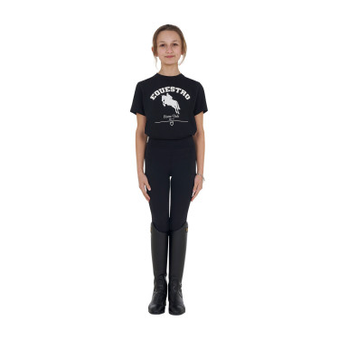 T-shirt menina Equestro Jumping Horse Club algodão mangas curtas Preto T-shirt menina Equestro Jumping Horse Club algodão mangas curtas Preto