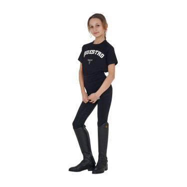 T-shirt menina Equestro Horse Club algodão mangas curtas Preto
