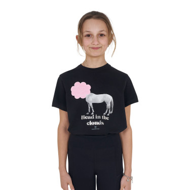 T-shirt infantil Equestro Head In The Clouds em algodão de manga curta Preto
