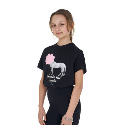 T-shirt infantil Equestro Head In The Clouds em algodão de manga curta Preto