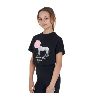 T-shirt infantil Equestro Head In The Clouds em algodão de manga curta Preto