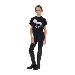 T-shirt infantil Equestro Head In The Clouds em algodão de manga curta Preto