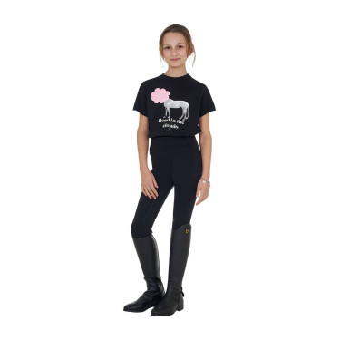 T-shirt infantil Equestro Head In The Clouds em algodão de manga curta Preto