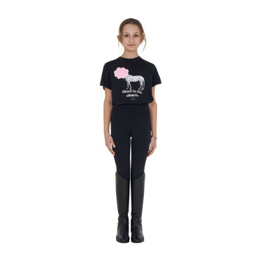 T-shirt infantil Equestro Head In The Clouds em algodão de manga curta Preto