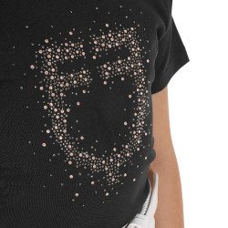 T-shirt menina Equestro corte slim com logótipo rosa com brilhantes, mangas curtas Preto T-shirt menina Equestro corte slim com logótipo rosa com brilhantes, mangas curtas Preto