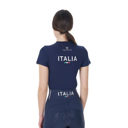 T-shirt feminino Equestro x FISE corte slim de mangas curtas Blazer marinho Azul-marinho T-shirt feminino Equestro x FISE corte slim de mangas curtas Blazer marinho Azul-marinho