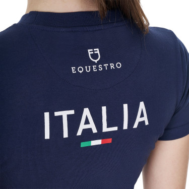 T-shirt feminino Equestro x FISE corte slim de mangas curtas Blazer marinho Azul-marinho T-shirt feminino Equestro x FISE corte slim de mangas curtas Blazer marinho Azul-marinho