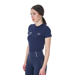 T-shirt feminino Equestro x FISE corte slim de mangas curtas Blazer marinho Azul-marinho T-shirt feminino Equestro x FISE corte slim de mangas curtas Blazer marinho Azul-marinho