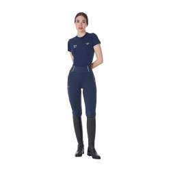 T-shirt feminino Equestro x FISE corte slim de mangas curtas Blazer marinho Azul-marinho T-shirt feminino Equestro x FISE corte slim de mangas curtas Blazer marinho Azul-marinho