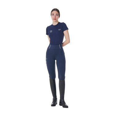 T-shirt feminino Equestro x FISE corte slim de mangas curtas Blazer marinho Azul-marinho T-shirt feminino Equestro x FISE corte slim de mangas curtas Blazer marinho Azul-marinho